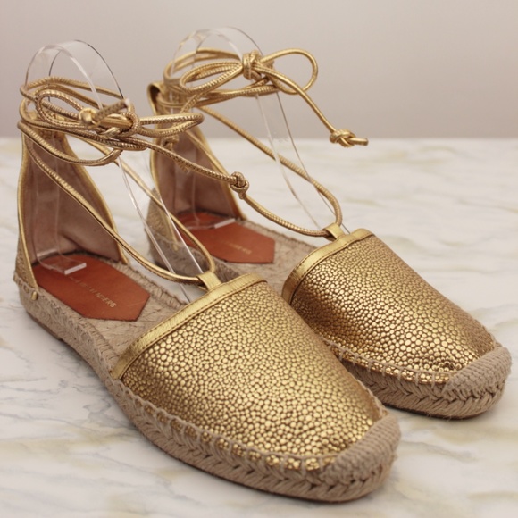 Diane Von Furstenberg Shoes - DVF Gold Espadrille Ankle Wrap Gladiator Sandal 63